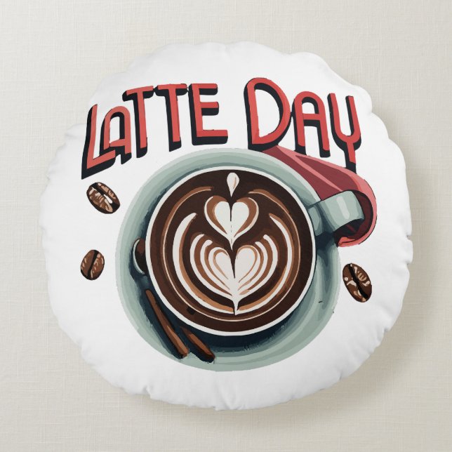 Coffee Drinks Round Pillow (Front)