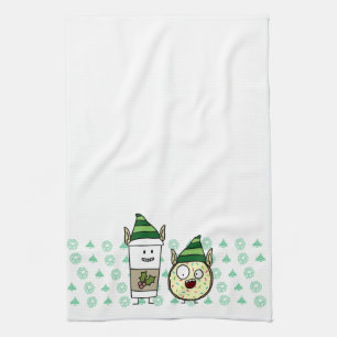 Coffee Elf and Crazy Donut Elf Towel