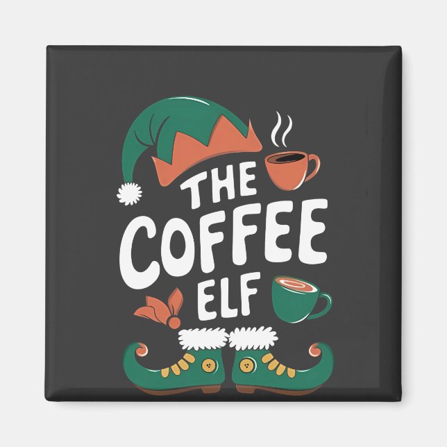 Coffee Elf Christmas Funny Caffeine Xmas Lovers   Magnet (Front)