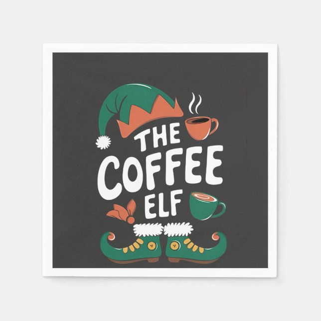 Coffee Elf Christmas Funny Caffeine Xmas Lovers   Napkins (Front)