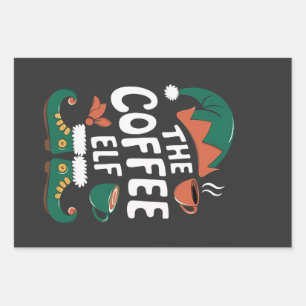 Coffee Elf Christmas Funny Caffeine Xmas Lovers   Wrapping Paper Sheets