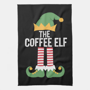 Coffee Elf Family Matching Group Christmas Kitchen Towel