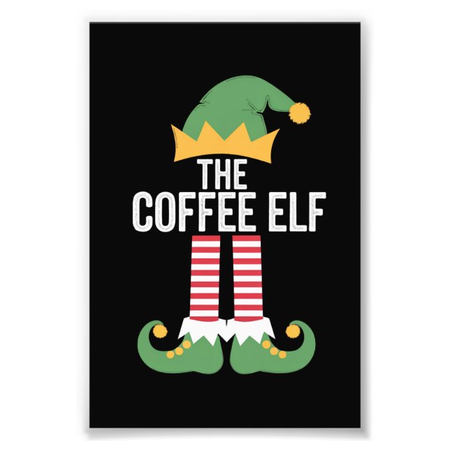 Coffee Elf Family Matching Group Christmas Photo Print (Front)