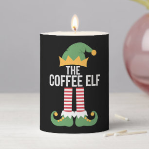Coffee Elf Family Matching Group Christmas Pillar Candle