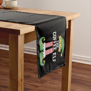 Coffee Elf Family Matching Group Christmas Short Table Runner