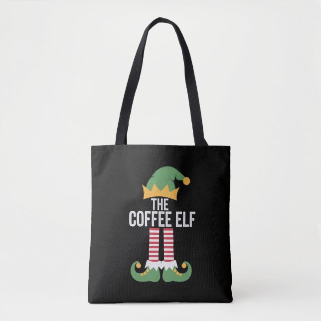 Coffee Elf Family Matching Group Christmas Tote Bag (Front)