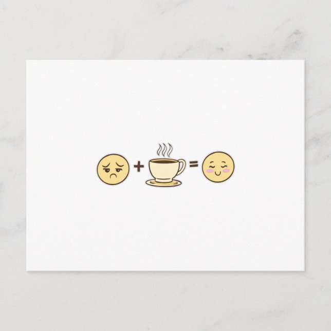 Coffee emojis tired emoji + coffee = a happy emoji postcard (Front)