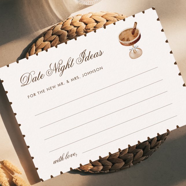Coffee Espresso Date Night Ideas Bridal Shower Enclosure Card (Creator Uploaded)