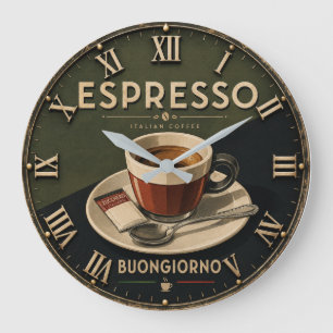  Coffee Espresso Italiano Buongiorno Large Clock