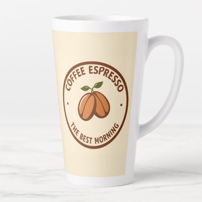 Coffee Espresso Label With Morning-Themed Design Latte Mug (Right)
