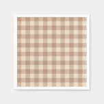 Coffee Esthetic Beige and White Gingham Pattern Napkins