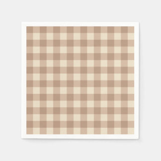 Coffee Esthetic Beige and White Gingham Pattern Napkins