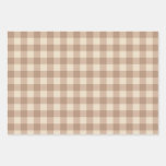 Coffee Esthetic Beige and White Gingham Pattern Wrapping Paper Sheets