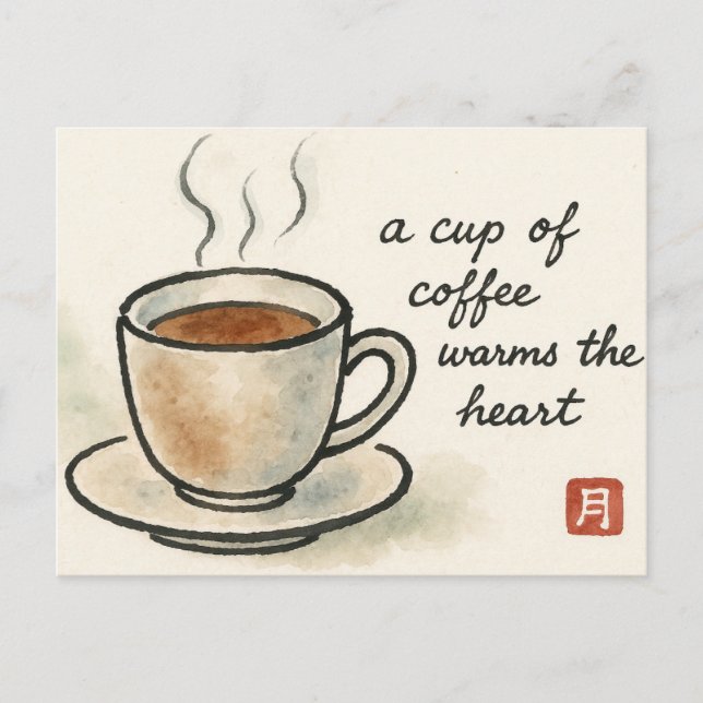 Coffee Etegami Postcard (Front)
