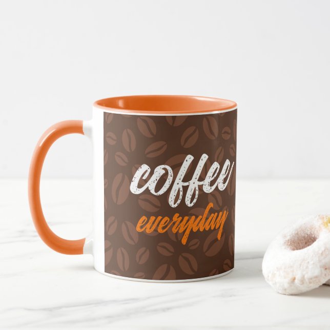 Coffee Everyday with Coffee Beans Mug (With Donut)