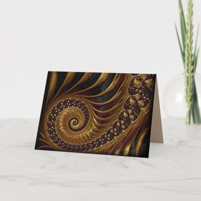 coffee feathers fractal greeting card (Front)