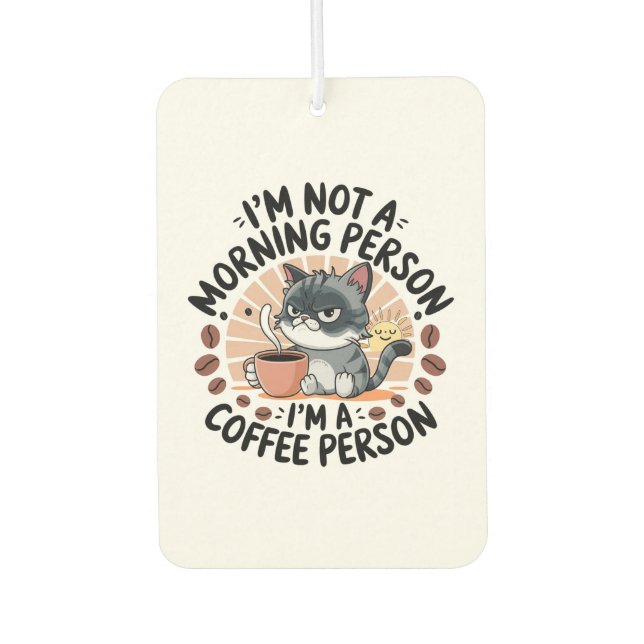 Coffee-First Attitude Fun Cat Design Air Freshener (Front)