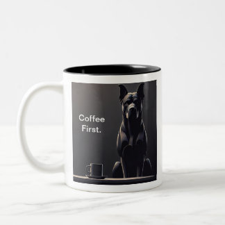 Coffee First Black Dog Two-Tone Coffee Mug