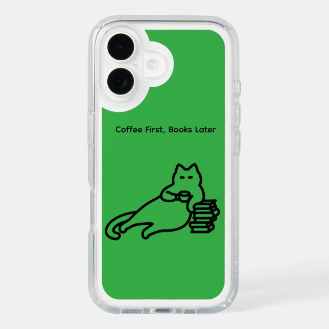 Coffee First, Books Later Speck Case – Green (Front)