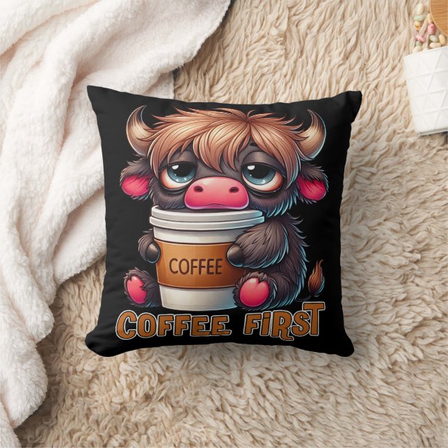 Coffee First Coffee Lover Gifts  Throw Pillow (Blanket)