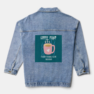 Coffee first denim jacket