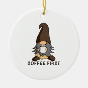 Coffee First Magical Java Gnome Brown Garden Gnome Ceramic Ornament
