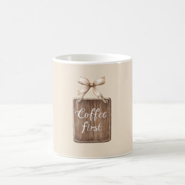 Coffee First Sign Bow Mug (Center)