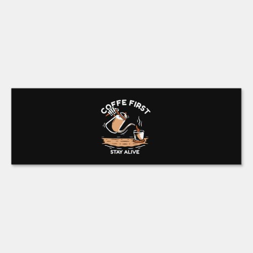 coffee first skeleton vintage skull hand drawing sign