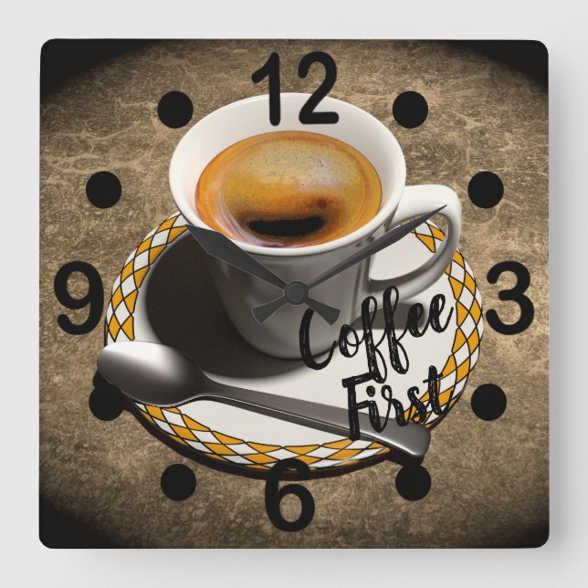 Coffee First Square Wall Clock (Front)