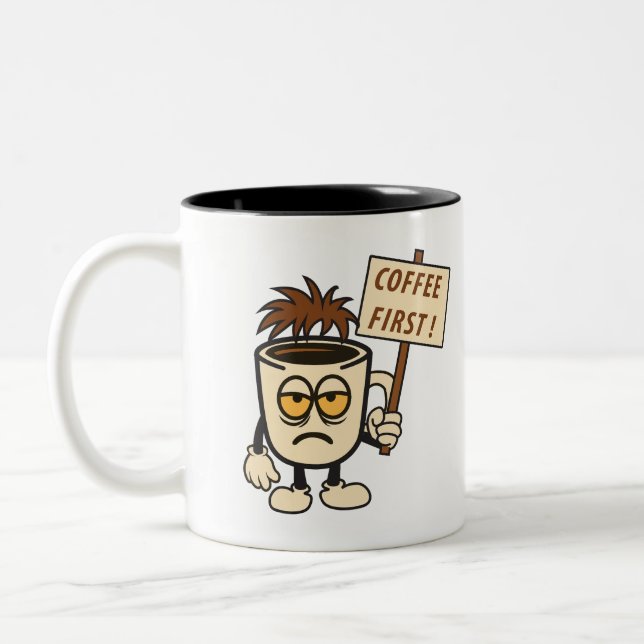 Coffee First! Two-Tone Coffee Mug (Left)