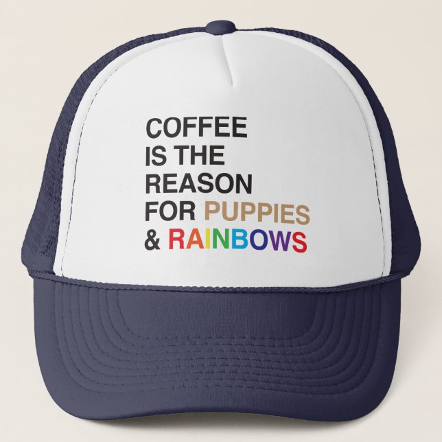 Coffee Flavoured Rainbow Trucker Hat (Front)