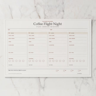 Coffee Flight Night Tasting Scorecard Paper Pad