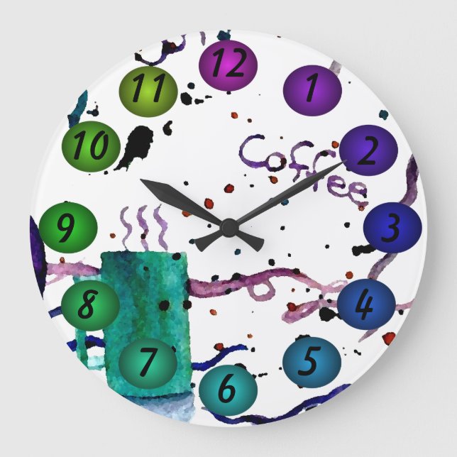 Coffee Floating 3D Colors Design Wall Clock 30k (Front)