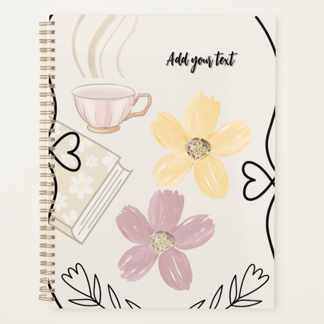 Coffee & Flowers Planner for Book Lovers (Front)