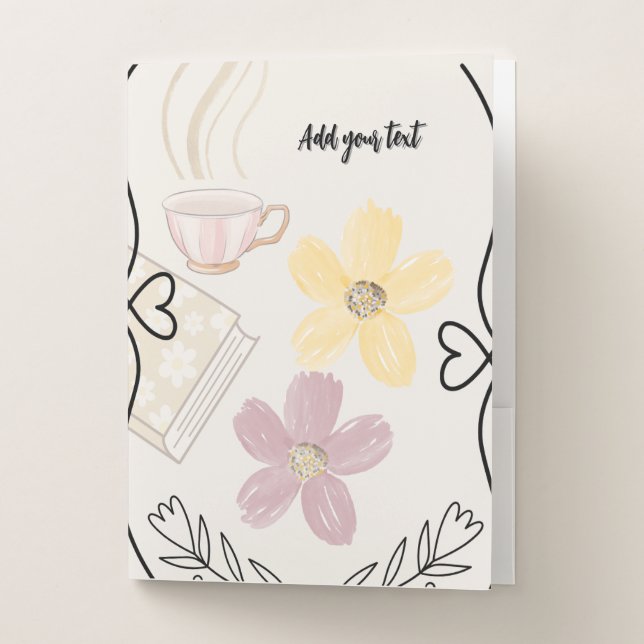 Coffee & Flowers Pocket Folder for Book Lovers (Front)