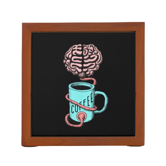 Coffee for the brain. Funny coffee illustration Pencil Holder (Back)