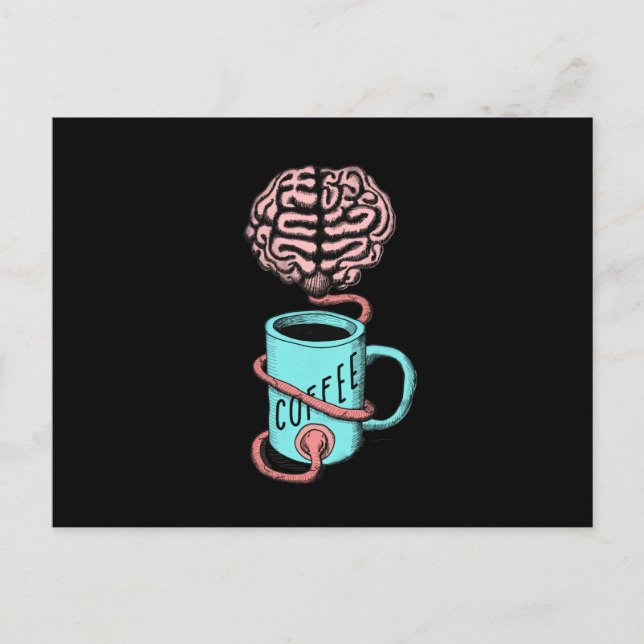 Coffee for the brain. Funny coffee illustration Postcard (Front)