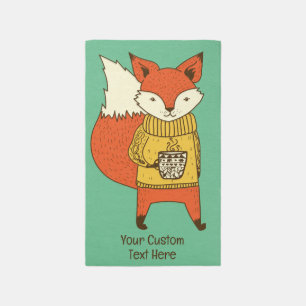 Coffee Fox custom text Outdoor Rug