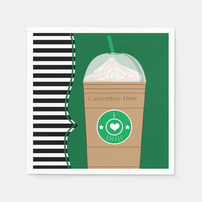 Coffee Frap Modern Chic Cute Birthday Party Paper Napkins (Front)
