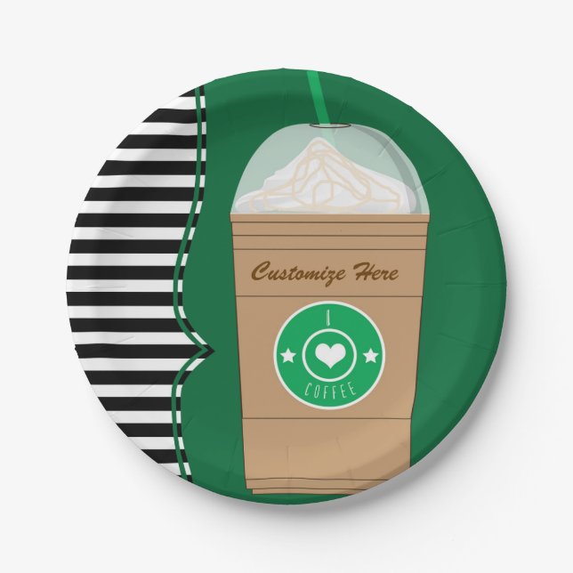 Coffee Frap Modern Chic Cute Birthday Party Paper Plates (Front)