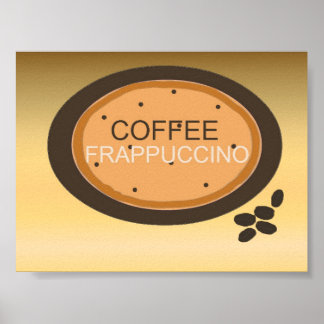 Coffee Frappuccino Sign in Orange and Brown