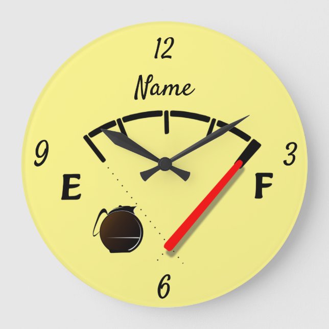 Coffee Fuel Gauge Full Thunder_Cove Large Clock (Front)