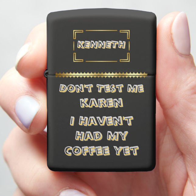 Coffee-fueled humor sparks joy in a quirky moment zippo lighter (In Hand)