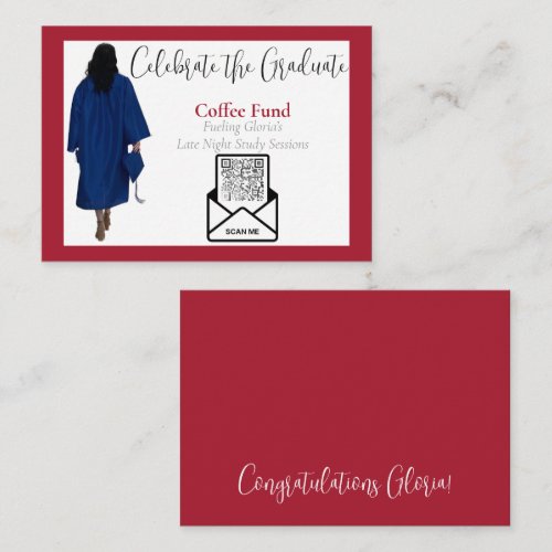 Coffee Fund Graduation QR Code Insert Card | Red