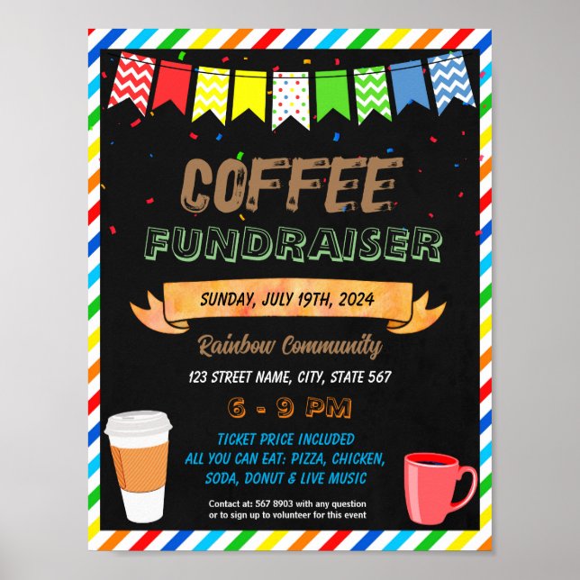 Coffee Fundraiser event template Poster (Front)