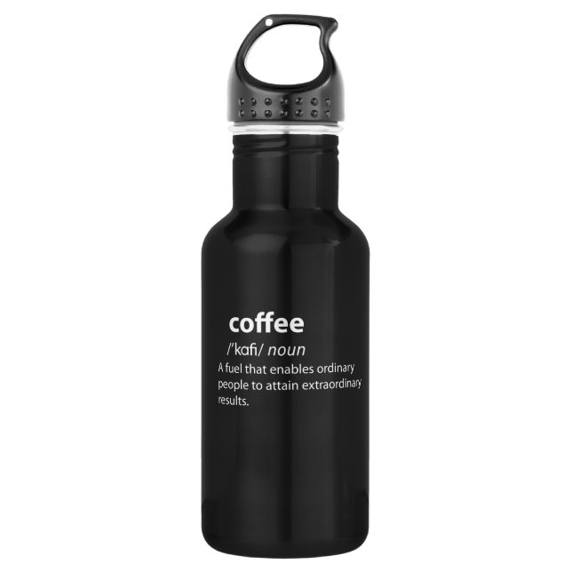 Coffee Funny Dictionary Definition Stainless Steel Water Bottle (Front)