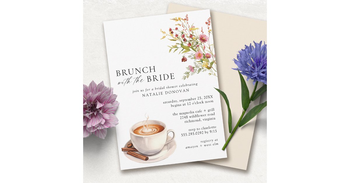 Coffee Garden | Cute Spring Bridal Shower Brunch Invitation | Zazzle