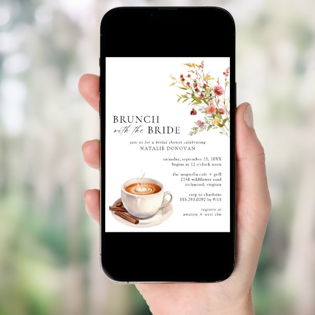Coffee Garden | Cute Spring Bridal Shower Brunch Invitation (Front Digital)