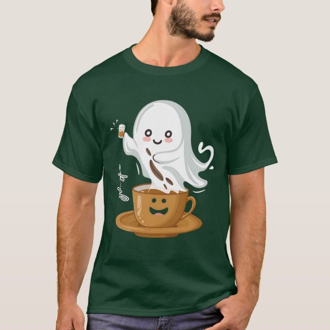 Coffee Ghost T-Shirt – Cute Kawaii Café Spirit (Front)