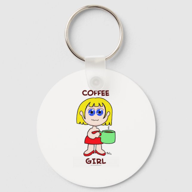 COFFEE GIRL - BLONDE HAIR KEYCHAIN (Front)